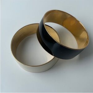 Black Ivory Set of Two J. Crew Brass Enamel Gold Rim
Bangle Bracelets